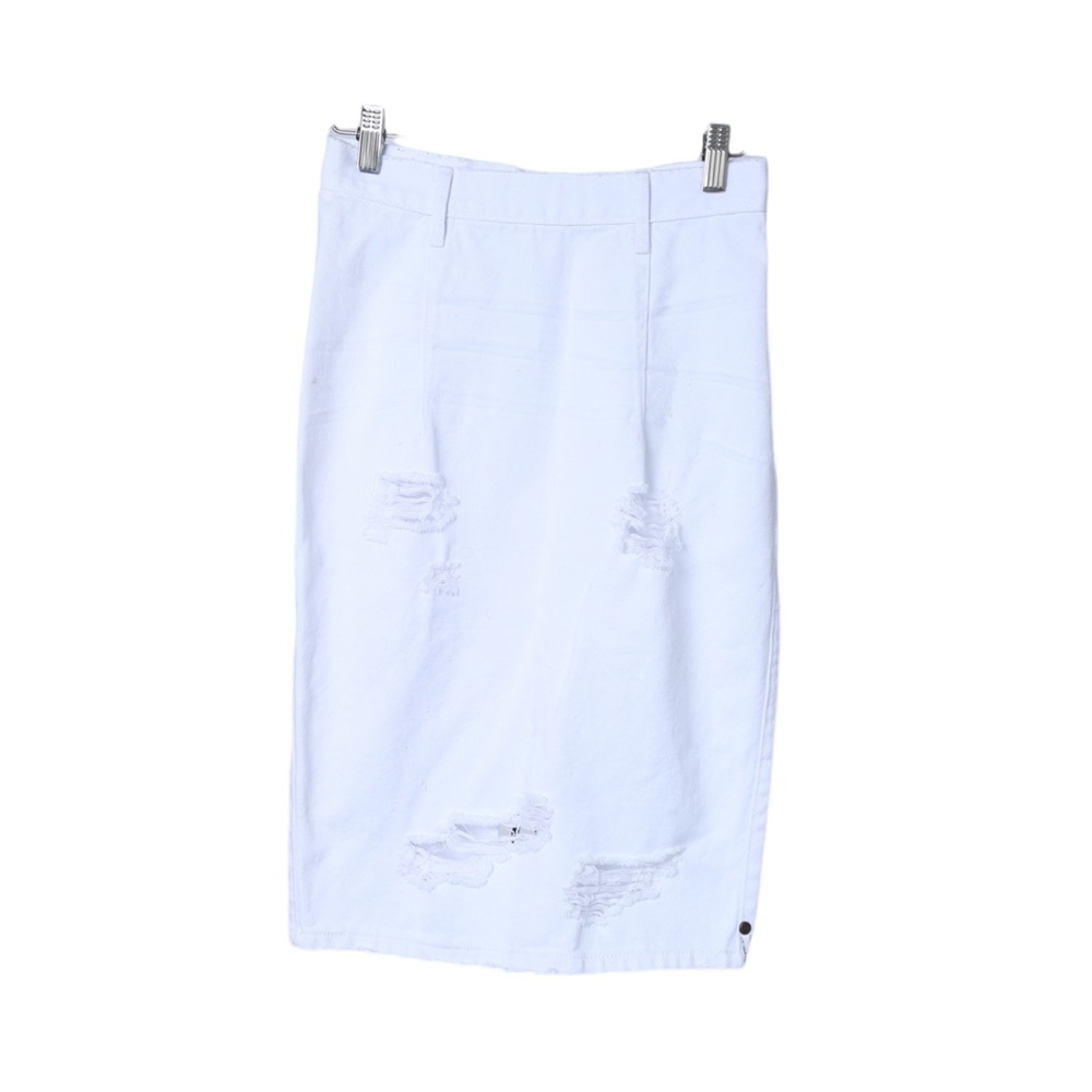 NWT One X One Teaspoon Made for Nasty Gal White Stretch Denim Distressed Skirt